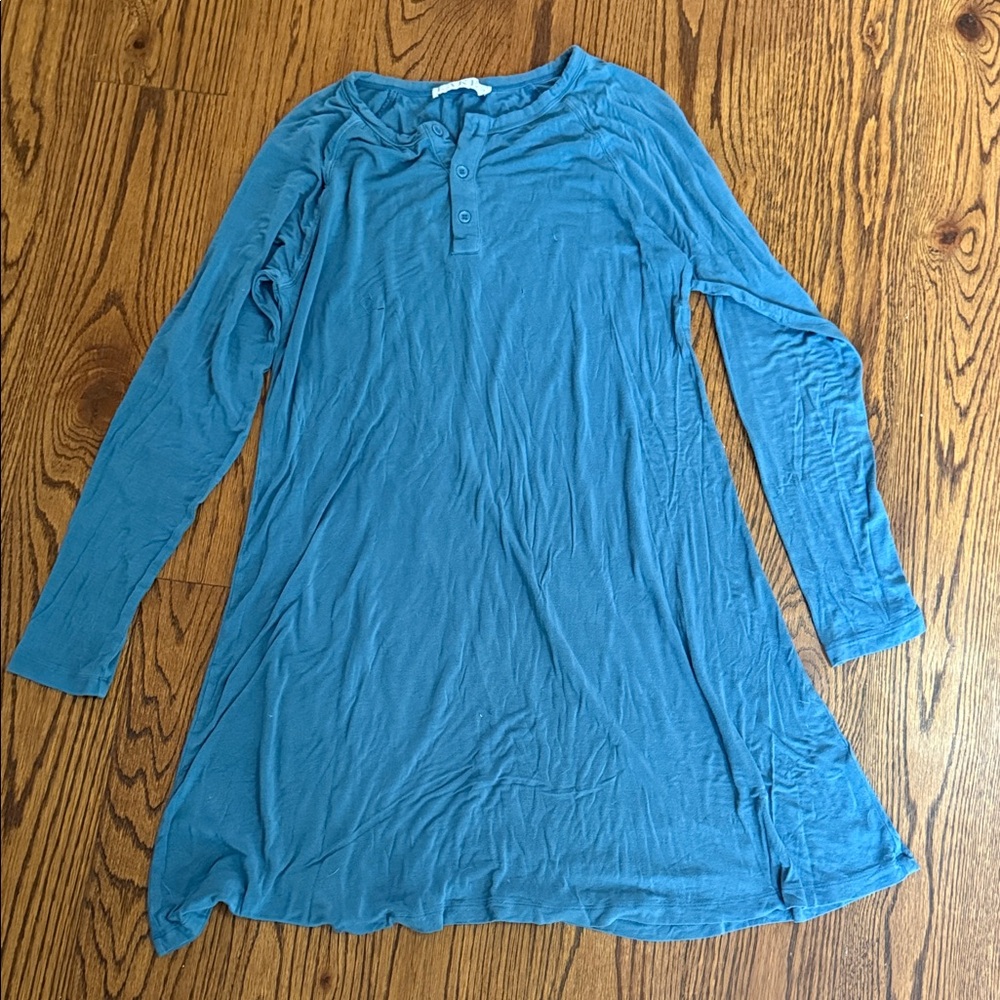 Women's Blue Long Sleeve Nightgown